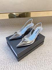 PRADA | Black Brushed Leather Slingback Pumps Silver - 5