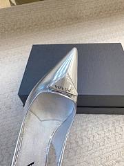 PRADA | Black Brushed Leather Slingback Pumps Silver - 3