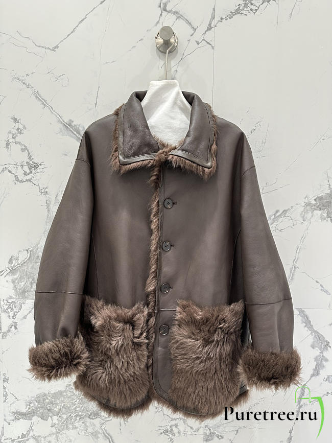 YSL | Leather Jacket In Brown - 1