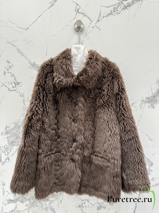 YSL | Tuscan Shearling Coat In Brown  - 1