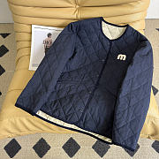 MIUMIU | Diamond Pattern Cotton-padded Jacket Navy Blue - 1
