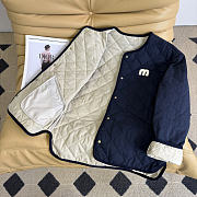 MIUMIU | Diamond Pattern Cotton-padded Jacket Navy Blue - 5