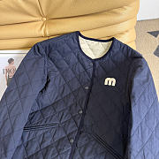 MIUMIU | Diamond Pattern Cotton-padded Jacket Navy Blue - 4