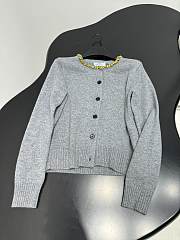 PRADA | Wool Rhinestone Crew Neck Cardigan Gray - 6