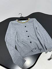 PRADA | Wool Rhinestone Crew Neck Cardigan Gray - 2