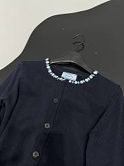PRADA | Wool Rhinestone Crew Neck Cardigan Black - 5