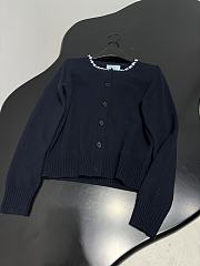 PRADA | Wool Rhinestone Crew Neck Cardigan Black - 3