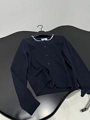 PRADA | Wool Rhinestone Crew Neck Cardigan Black - 2