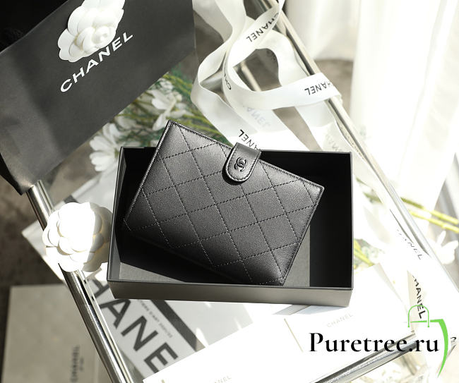 CHANEL | Snap-Button Passport Holder Black - 1