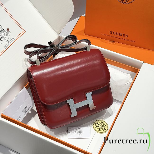 HERMES | Constance Box 24 Red with Silver Hardware - 1
