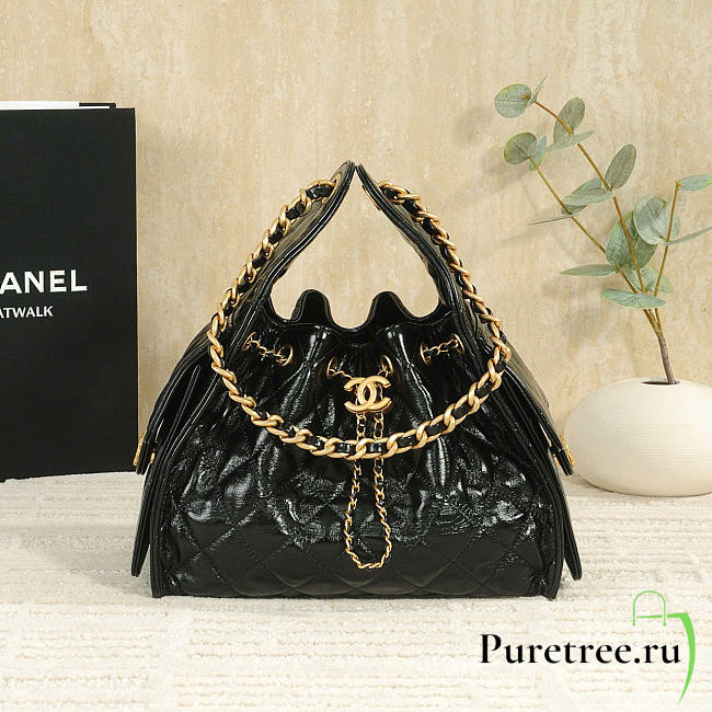 CHANEL | Small 25 Hobo Bag Black Shiny In Black - 1