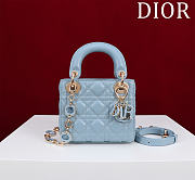 DIOR | Lady Leather with Velvet In Blue Size 17*15*7cm - 1