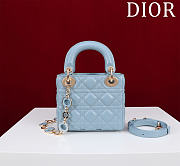 DIOR | Lady Leather with Velvet In Blue Size 17*15*7cm - 6