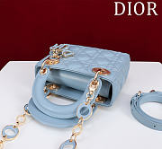 DIOR | Lady Leather with Velvet In Blue Size 17*15*7cm - 4