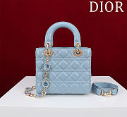 DIOR | Lady Leather with Velvet In Blue Size 20*16*8cm - 4