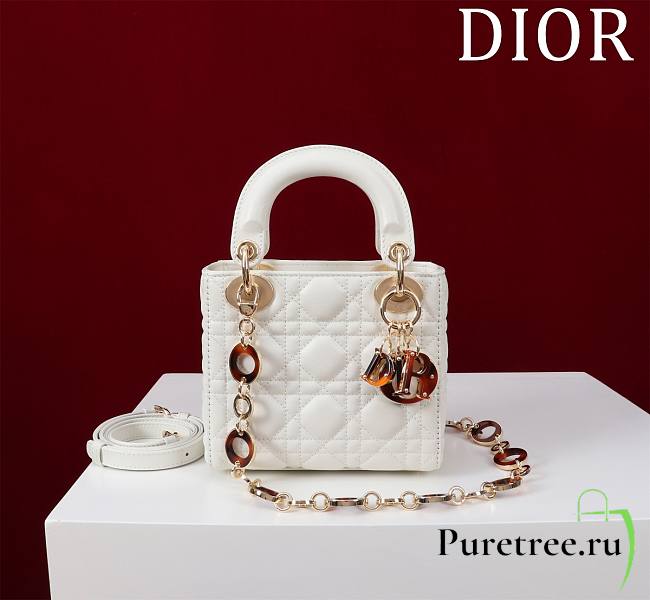 DIOR | Lady Leather with Velvet In White Size 17*15*7cm - 1