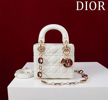 DIOR | Lady Leather with Velvet In White Size 17*15*7cm