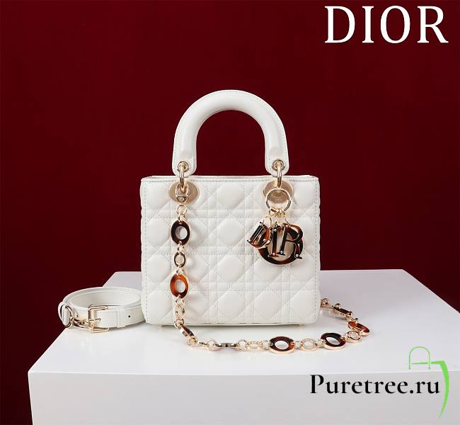 DIOR | Lady Leather with Velvet In White Size 20*16*8cm - 1