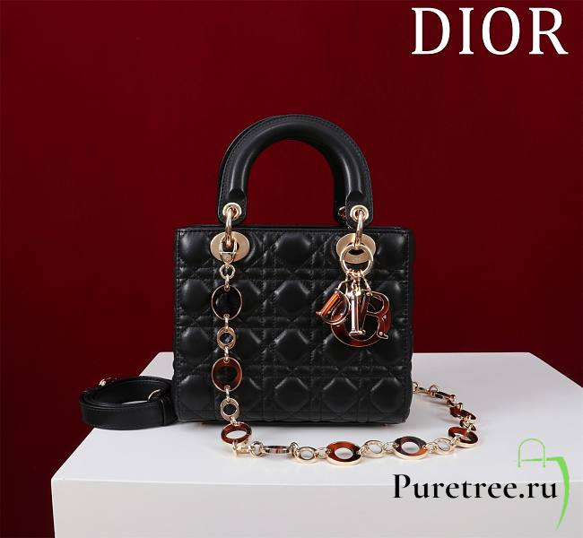 DIOR | Lady Leather with Velvet In Black Size 20*16*8cm - 1