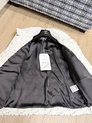 CHANEL | Sequin Logo Faux Fur Collar Jacket with Hook and Loop Design White - 2