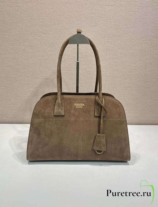 PRADA | Cocoa Brown Medium Suede Tote Bag - 1