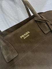 PRADA | Cocoa Brown Medium Suede Tote Bag - 4