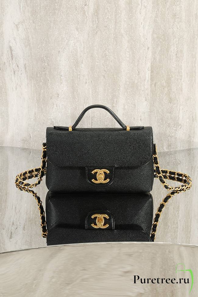 CHANEL | Leather flap bag gold hardware in black - 1
