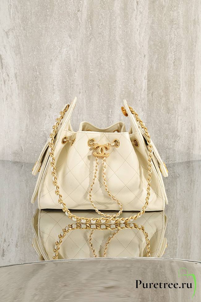 CHANEL | 25s hobo bag caviar leather in white - 1