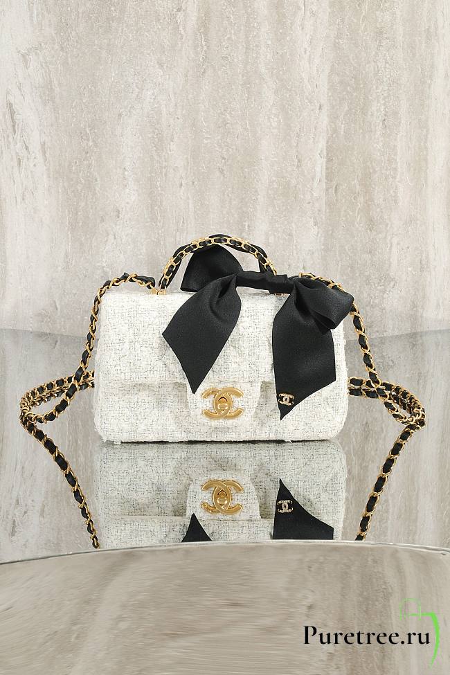 CHANEL | Tweed bow CF mini handle bag - 1