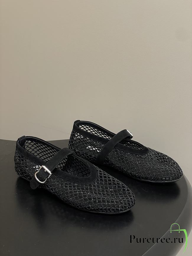 Alaïa Brown Mesh Ballet Flats In Black - 1
