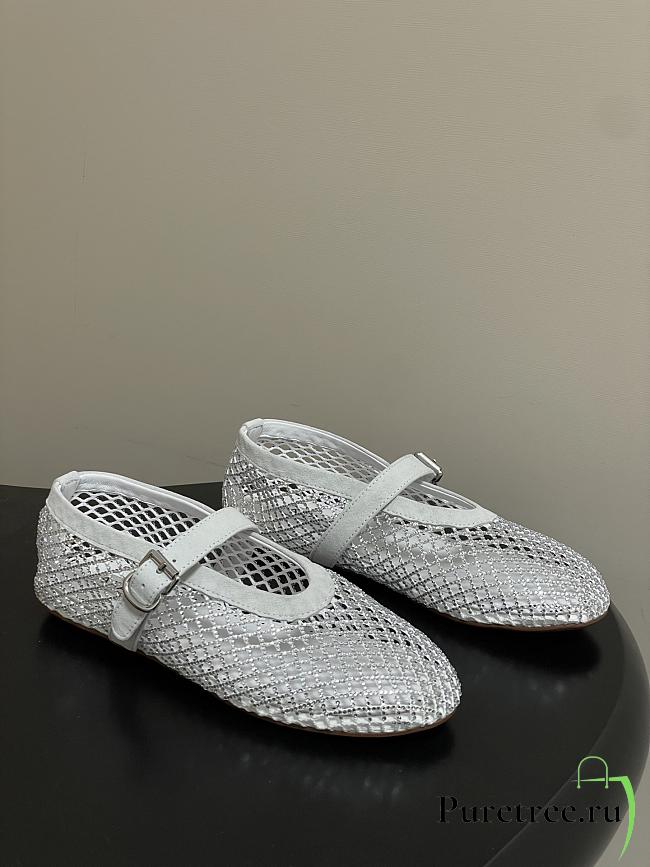 Alaïa Brown Mesh Ballet Flats In White - 1