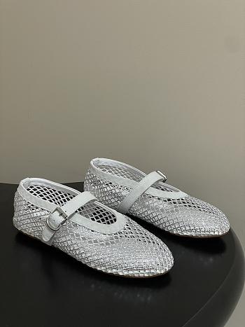 Alaïa Brown Mesh Ballet Flats In White