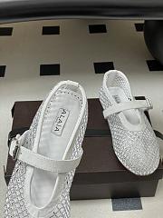 Alaïa Brown Mesh Ballet Flats In White - 5