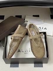 Alaïa Brown Mesh Ballet Flats In Beige - 6