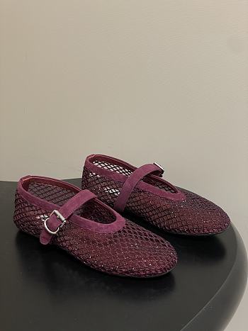 Alaïa Brown Mesh Ballet Flats In Burgundy