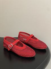 Alaïa Brown Mesh Ballet Flats In Red - 1