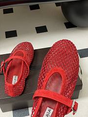 Alaïa Brown Mesh Ballet Flats In Red - 6