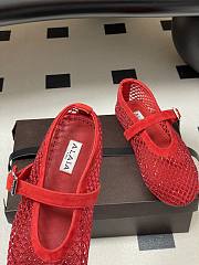 Alaïa Brown Mesh Ballet Flats In Red - 5