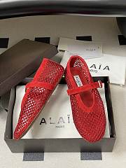 Alaïa Brown Mesh Ballet Flats In Red - 4