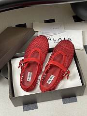 Alaïa Brown Mesh Ballet Flats In Red - 3