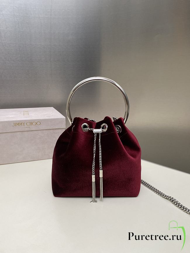 Jimmy Choo Bon Bon Bucket Bag Burgundy - 1