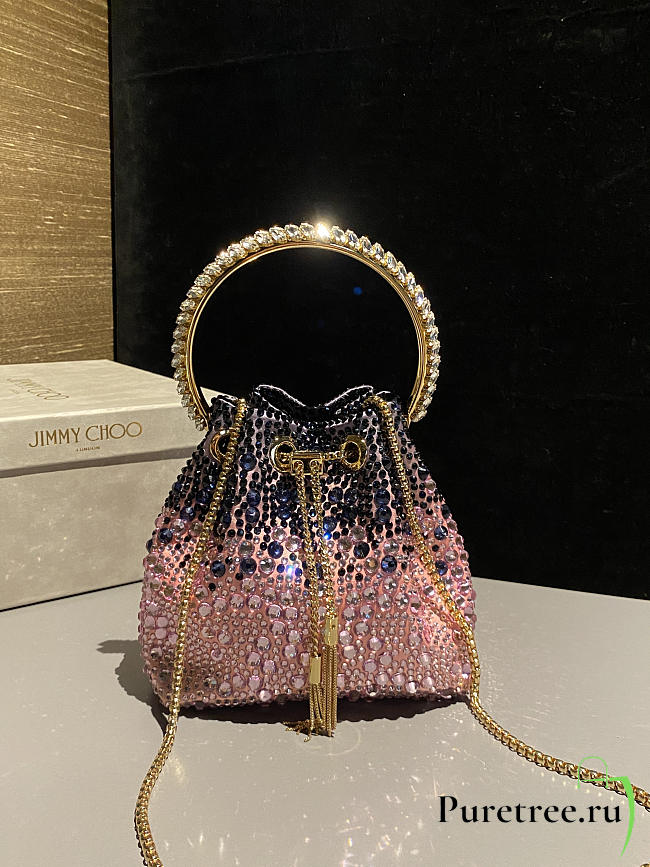 Jimmy Choo Bon Bon crystal-embellished Bucket Bag 04 - 1