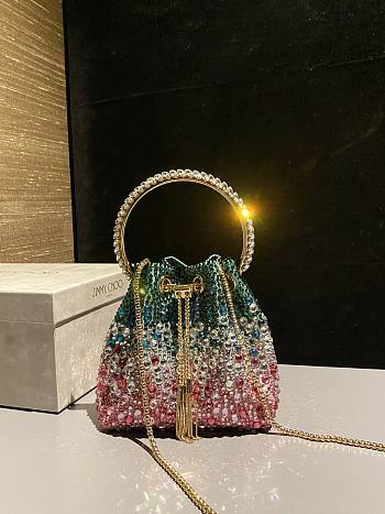Jimmy Choo Bon Bon crystal-embellished Bucket Bag 12