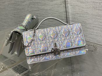 DIOR | Lady Handbag in Silver with Pearl Chain