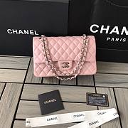CHANEL | Classic Flap Chain Bag Lambskin Pink Silver - A01112- 25cm - 1