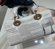 DIOR | Small Lady D-Joy Bag White and Black Calfskin with Newspaper Print - 6