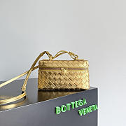 BOTTEGA VENETA | Bang Bang Vanity case in Intrecciato wood-embossed gold - 1