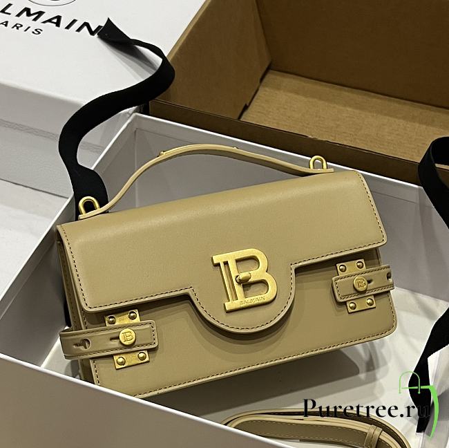 BALMAIN Smooth leather B-Buzz 24 bag beige - 1