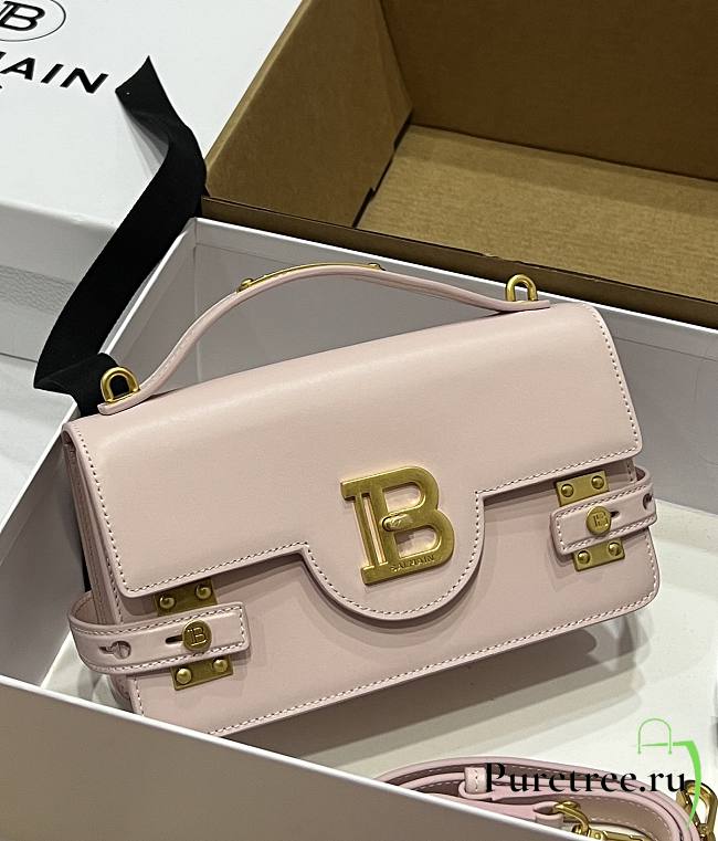 BALMAIN Smooth leather B-Buzz 24 bag pink - 1