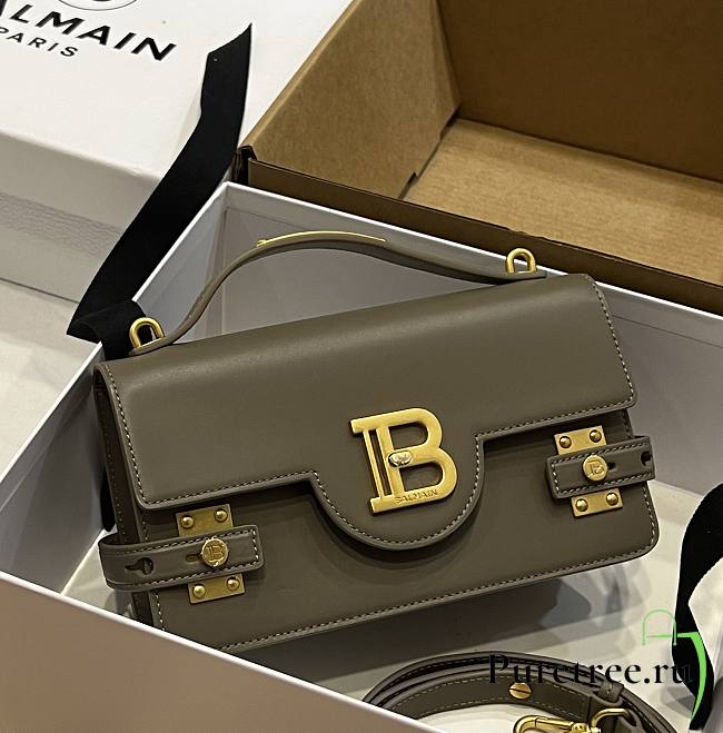 BALMAIN Smooth leather B-Buzz 24 bag light green - 1